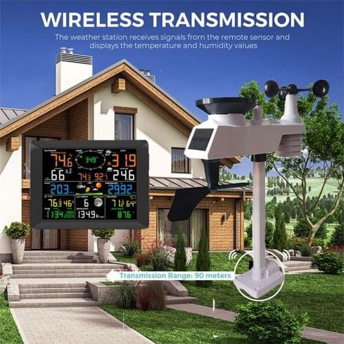 Weather Station WiFi Professional Internet Wireless with Outdoor Sensor Rain Gauge Weather Forecast Wind Gauge