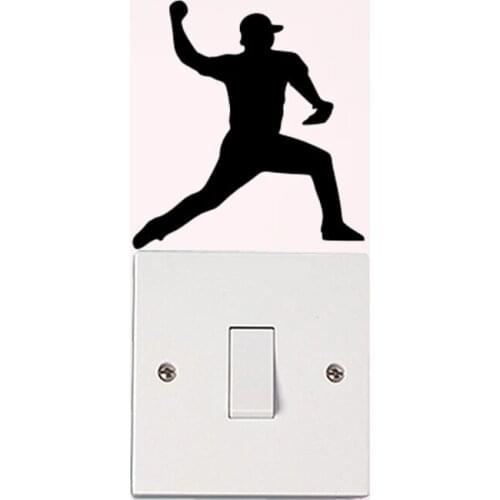 Baseball Player Wall Decal Vinyl Light Switch Sticker Decoration Accessories 6SS0478