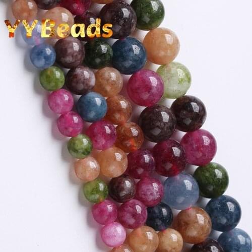 Smooth Tourmaline Jades Beads Round Loose Spacer Stone Bead For Jewelry Making DIY Bracelet Accessories 6 8 10mm 15'' Wholesale