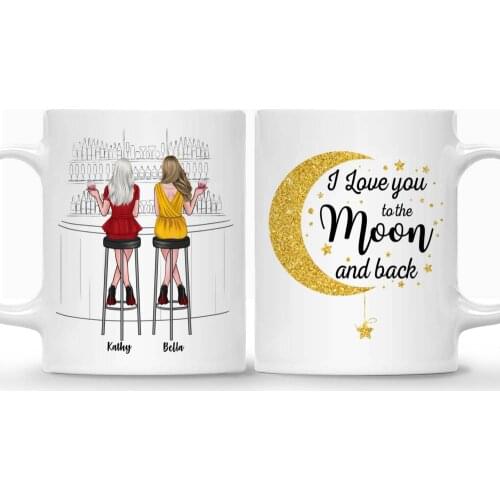 Mothers Day Personalized Mugs I Love You To The Moon And Back Coffee Mug Drink Team 11/15oz RR2071