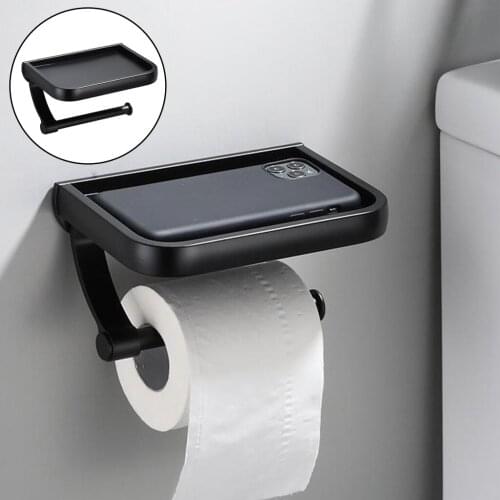 Toilet Paper Holder with Phone Shelf Toilet Roll Holder Bathroom Hardware with Mounting Screws, Screw Mount