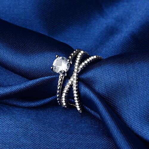 Glamour Woman Faux Bridal Wedding Engagement Cross Ring Finger Jewelry hot