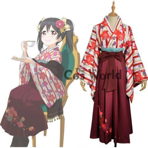 Love Live School Idol Project Yazawa Nico Flower Tops Kimono Yukata Dress Uniform Outfit Anime Cosplay Costumes