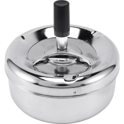 Round Spinning Ashtray Cigarette Ash Round Stainless Steel Ashtray Housewares Spinning With Cover