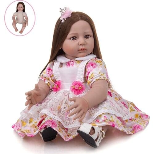 Reborn Baby Dolls 55 CM Cloth Body Long Hair Lifelike Newborn Baby Doll Kids Toys Childrens Gift