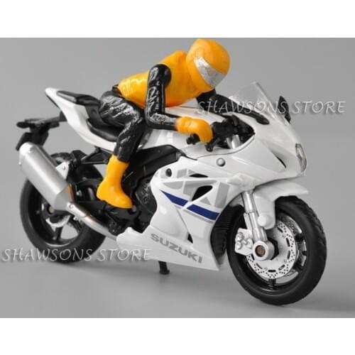 Diecast Motorcycle Model Toys 1:18 Suzuki GSX-R1000 Sport Bike Miniature Replica With Rider Action Figure