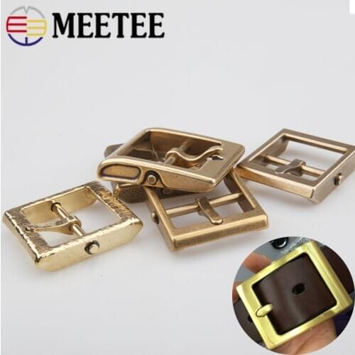 Meetee 1pc ID40mm Pure Copper Brass Belt Buckle Head Detachable Retro Pin Buckles DIY Leather Crafts Belts Decor Accessory YK156