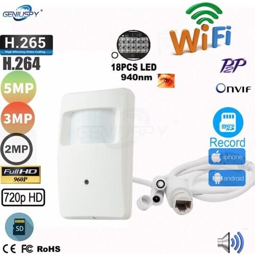 5MP 3MP 2MP 1.3MP 1MP P2P Onvif HD H.265 Sd Card Storage Pir 940NM IR Wifi Mini IP Camera Pin Hole Video Audio Surveillance