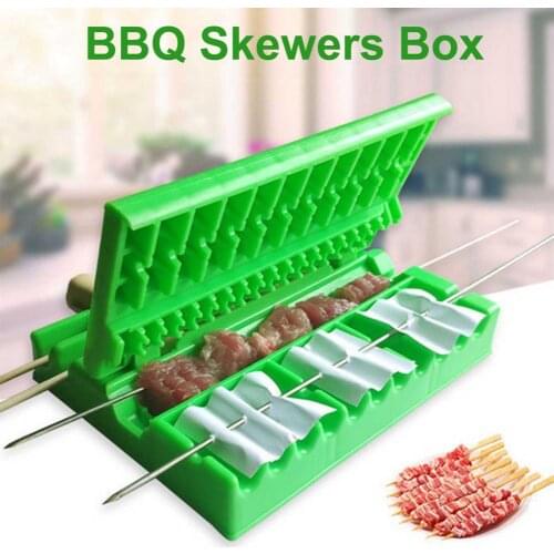 Reusable BBQ Skewers Box Artifact 3-In-1 Multi-Function Skewers Kebab Maker Machine Meat Vegetables String Barbecue Stringer Box
