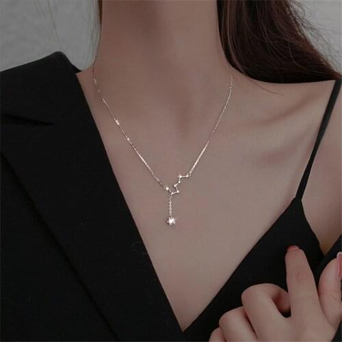 925 Sterling Silver Tassel Star Pendent Charm Necklace For Women Girls Wedding Party Fashion Jewelry dz180