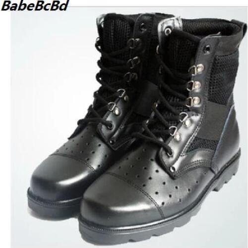 Summer 08 combat boots security shoes black mesh breathable security check men military special forces high help shoes