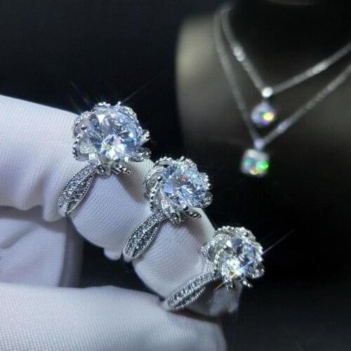 925 Silver New Arrival Rose Fountain Excellent Cut Moissanite Ring Pass Diamond Test 1-3ct D Color VVS1 Moissanites Party Rings