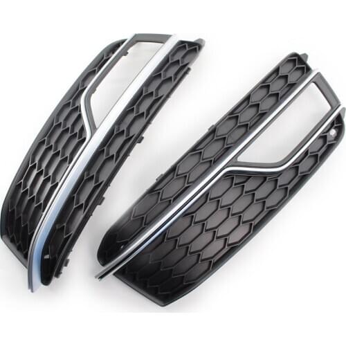 Pair Front Bumper Grill Fog Light Cover Chrome Set For AUDI A5 S-LINE S5 13-2017