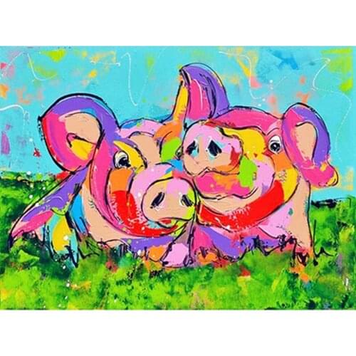 Drop shipping cartoon colourful pig 5d diy diamond painting Full round drill diamond embroidery cross stitch mosaic Diy painting