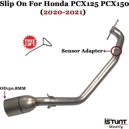 Slip On For Honda PCX 125 PCX 150 PCX125 2020 2021 Motorcycle Exhaust Modified Front Connection Link Pipe With Sensor Hole