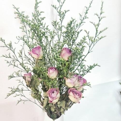 40cm Rose Pink Dried Flowers Bouquet Ornaments For Home Wedding Decoration Indoor Photography Props Valentine Mothers Day