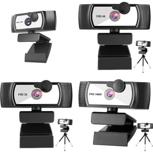 Webcam 1080 4K 2K Focus AutoFocus Web Cam USB PC Computer Microphone Desktop 360° Camera Video Widescreen Live Cam 800W