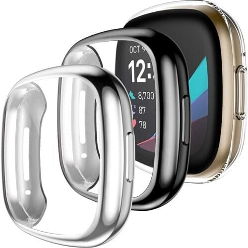 Screen Protector Case For Fitbit Versa 3 Soft TPU HD Full Protective Case Cover For Fitbit Sense Smartwatch