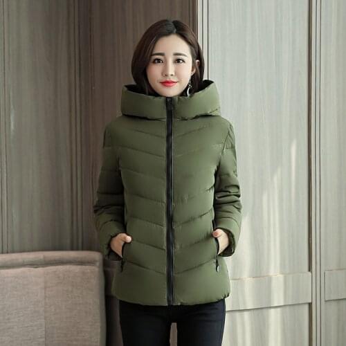 Womens hooded stand collar thick casual solid female cold coat oversized cotton jacket for women 2021 winter thick parkas