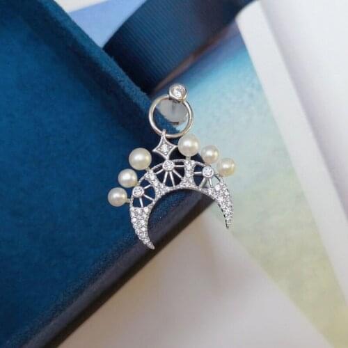 SLJELY Fashion Real 925 Sterling Silver Single Moon Pearl Earring Micro High Quality AAA Zircon 1PC for Women Fine EDEN Jewelry