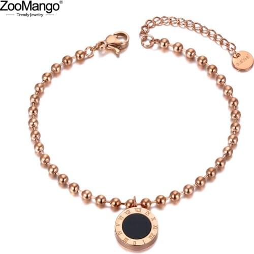ZooMango Trendy Stainless Steel Roman Numerals Charm Bracelets For Women Girls Bohemia Chain & Link Bracelet Jewelry ZB20181