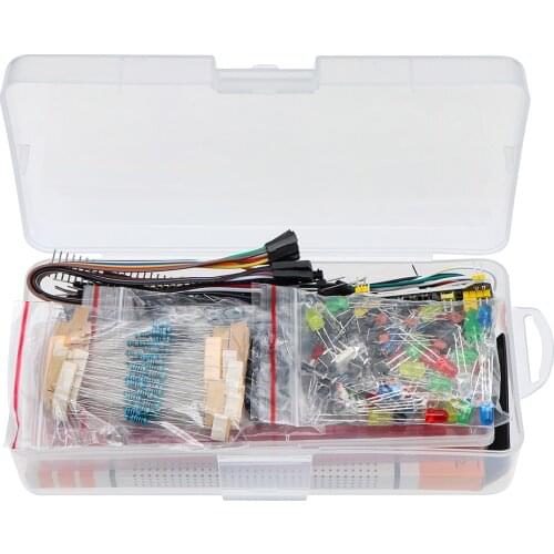 1 Set Electronics Component Kit Basic Starter with 830 tie-points Breadboard Cable Resistor, Capacitor, LED, Potentiometer