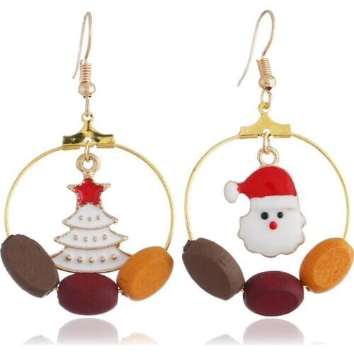 1 pair Christmas earrings round Hollowing ear studs ear drop lovely Santa Claus earrings for women