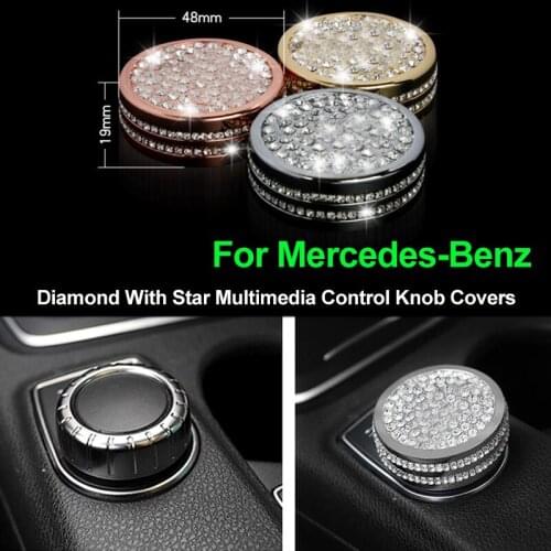 1PCS/10PCS Silvery/Gold Diamond Car Multimedia Media Control Cover Accessory Auto Interior Decoration for C E GLA CLA GLK ML