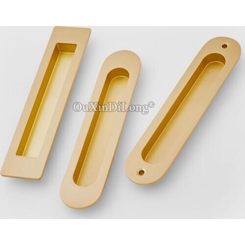 Brand New 2PCS European Pure Brass Embedded Hidden Furniture Handles Cupboard Wardrobe Kitchen Cabinet Pulls Wooden Door Handles