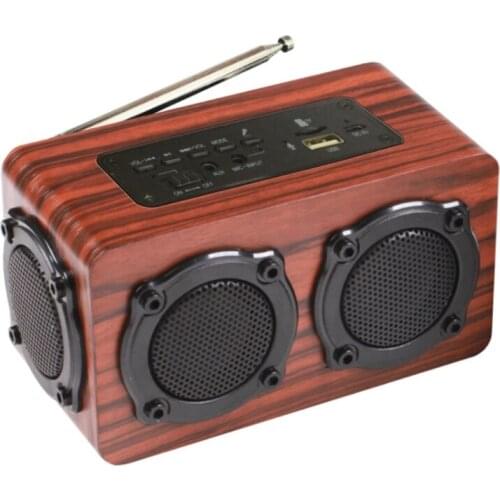2021 New Portable FM Bluetooth Speaker Sound System Subwoofer Party with Wooden Case