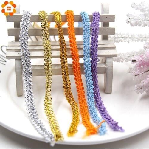 5M/Lot 8MM Trim Sewing Lace Gold Silver Centipede Braided Lace Ribbon Home Party Decoration DIY Clothes Curve Lace Accessories