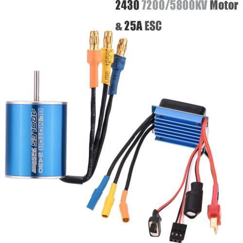 2430 5800KV 7200KV 4P Sensorless Brushless Motor & 25A Brushless ESC Electric Speed Controller for 1/16 1/18 RC Car Truck SUV
