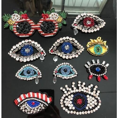 Eyes Sequin Patches for Clothes Shirt Sweater Glasses Applique Accessories Sewing DIY Clothing Badges Stripes Eyeball Patch