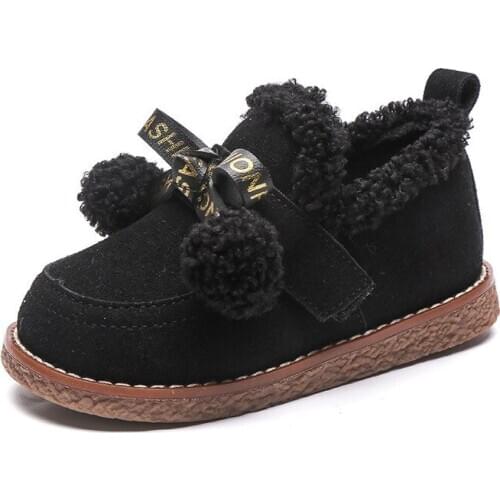 Girls Boots Children Short Ankle Butterfly-knot Kids Snow Boots Baby Girls Shoes Leather Shoes Sweet Warm Soft Boots Size 21-30