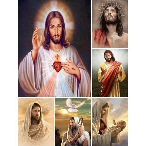 DIY Diamond Painting Full Square Religion Cross stitch 5D Embroidery Diamond Mosaic Icon Jesus Christ Rhinestones Decor Picture