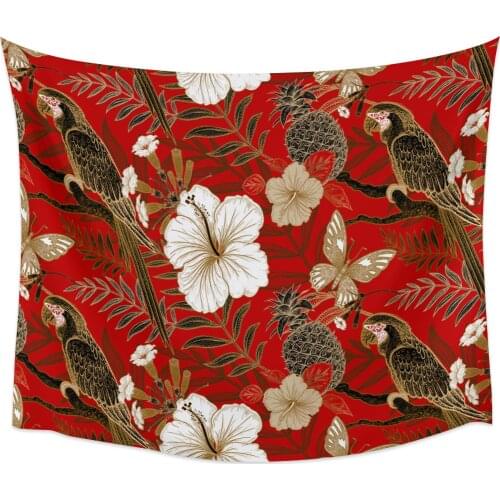 Flower Tropical Plant Parrot Texture Wall Tapestry Cover Beach Towel Picnic Yoga Mat Home Decoration