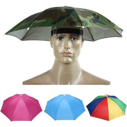 Head Umbrella Hat Fishing Cap Anti-UV Camouflage Sunshade Sea Beach Sun Protection Foldable Outdoor Camping Hiking Sport Hats