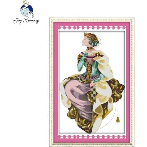 Joy sunday figure style Autumn queen printable counted cross stitch patterns Set the embroidery thread for beginer