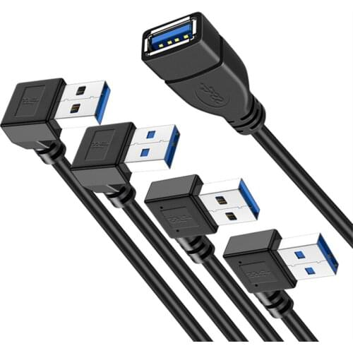 20cm USB 3.0 Right / Left /Up/Down Angle 90 Degree Extension Cable Male To Female Adapter Cord USB Cables