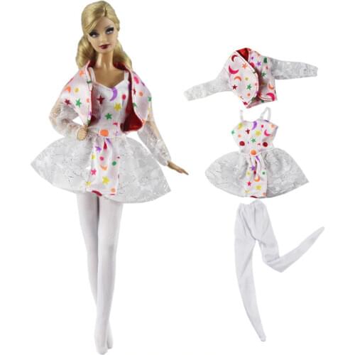 Dancing Costume Set Coat Dress Pants For Barbie Dolls Outfits Star Moon Party Dress Clothes For Barbie Doll 1/6 Doll Accessories