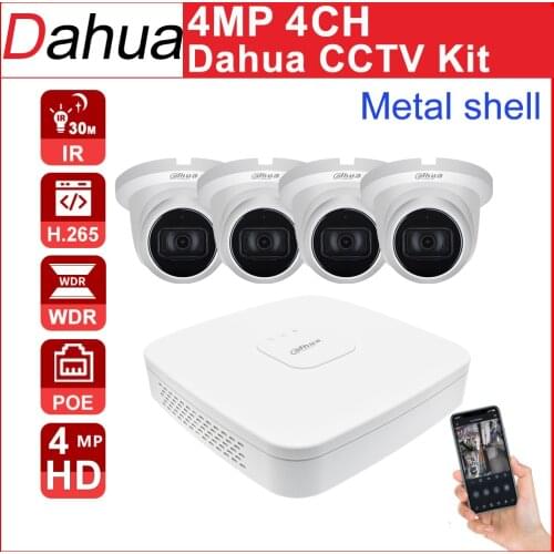 Dahua Original 4K Security Camera System Kits 8MP IPC-HDW2831TM-AS 4CH POE NVR4104-P-4KS2 Surveillance P2P System Remote View