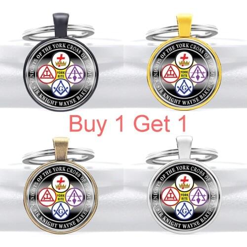 Buy 1 Get 1 Black Classic Knights of the York Cross of Honour Sir Knight Wayne Baker Keychain Retro Masonic Key Chain Jewelry