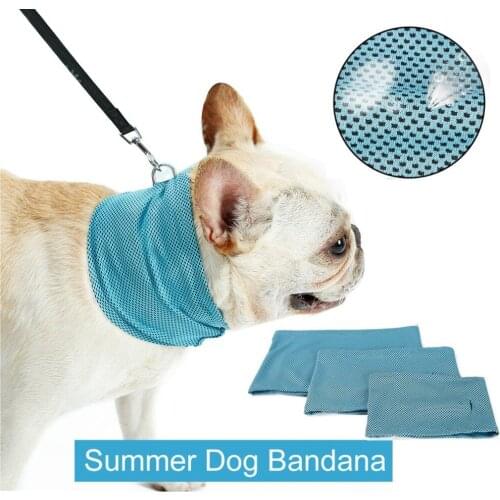 Summer Instant Cooling Pet Cooling Bandana with Leash Hole Dog Puppy Cat Collar Bandana Towel Wrap
