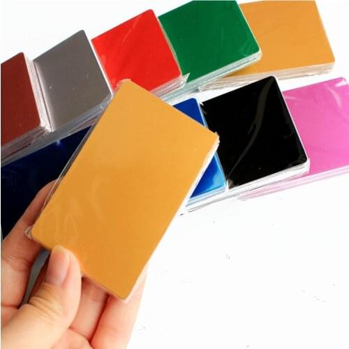 50Pcs Metal Business Cards aluminum alloy Blanks Card for Customer Laser Engraving DIY Gift Cards 10 Colors Optional