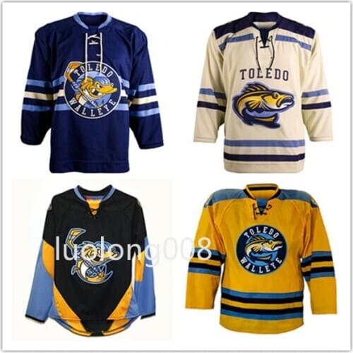 Custom 2020 men Toledo Walleye Hockey Jersey Embroidery Stitched Customize any number and name Hockey shirt