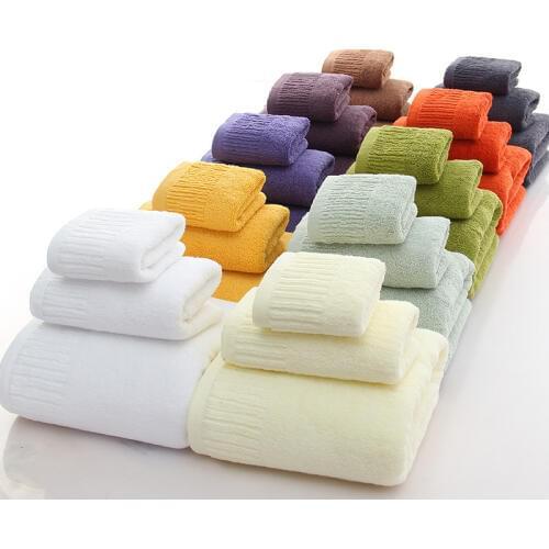 Cotton Thicken bath towel set hand towel face towel and bath towels for adults 10 colors 100% cotton