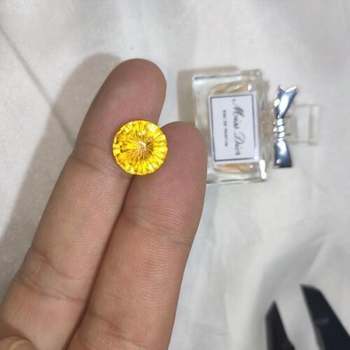 Natural bright yellow citrine nude gem fireworks color DIY ornament gift 10X10 mm size round shape on ring necklace jewelry