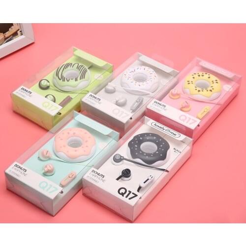 Cute Donuts Macarons Earphones 3.5mm In-ear Stereo Wired Earbuds With Mic Earphone Case For Kids IPhone/Xiaomi Girls MP3 Gifts