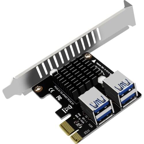 NEW-PCI-E Expansion Card Desktop PCI-E 1X to 4-Port PCIE ASM1184E Full-Height Expansion Card for Bitcoin Mining Equipment