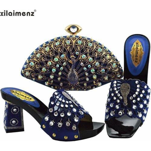 Newest Royal Color Nigerian Wedding African Shoe and Bag Set Italian Wedding Shoes and Bag Party Shoes and Bag Set Wedding Shoes
